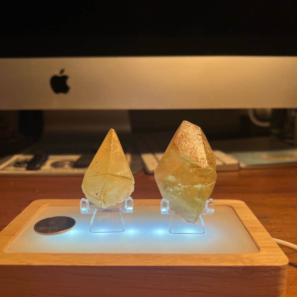2 Calcite crystals! Dogtooth calcite from Elmwood Mine Tennessee!